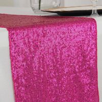 12"x108" fuchsia sequin table runners | TableclothsFactory