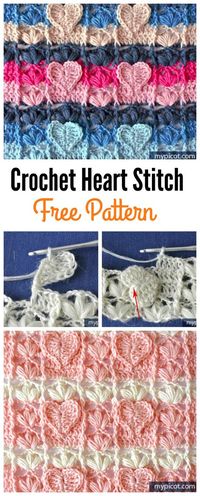 Crochet Textured Heart stitch Free Pattern