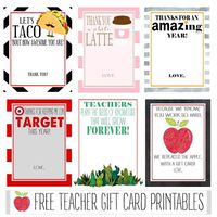 Six Instant Download Teacher Gift Card Printables - Crisp Collective