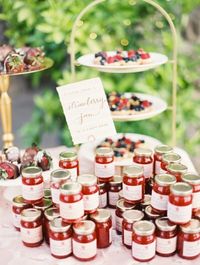 Charming strawberry jam guest favors. #wedding #favor #ideas