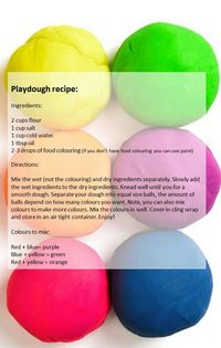 A simple and fun recipe for making playdough. No cooking needed.