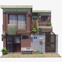 Typical South Korean townhouse. Originally created with 3ds Max 2013. More informations: https://www.turbosquid.com/3d-models/korean-house-3d-1919144 https://www.cgtrader.com/3d-models/exterior/house/korean-house