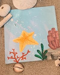 Acrylic painting of a starfish. Measures 6" x 6". Panel will fit in 6x6" frame