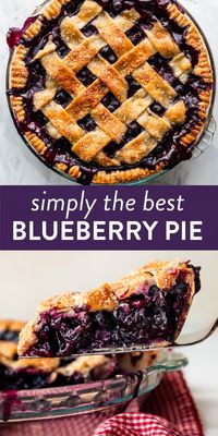 My homemade blueberry pie is better than ever and bursting with sweet juicy blueberries that sit in a golden-brown buttery, flaky pie crust. #pierecipes #piecrust #blueberry