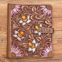 Tooled Leather Binder Organizer – Boho Living Room