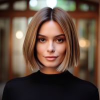 Sleek Chin Length Bob with Middle Part