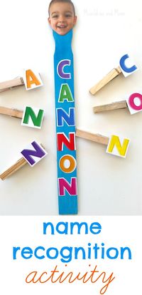 Clothespin Name Recognition Activity ~ I would recreate this horizontally rather than vertically for left to right progression.