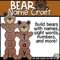 The perfect back to school craftivity that your little learners will love during your bear unit! Have fun during the beginning of the year season with this bear name craft. Your preschoolers will enjoy creating a bear, name writing practice, and strengthening fine motor skills at the same time! This back to school activity is a great first day of school activity, to review shapes, or to accompany any of your favorite bear books. Whats Included:Template for Bear craftColor and Black&white opt