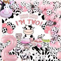 PRICES MAY VARY. [Unforgettable Memories] - The decoration of the birthday party adopts the cow theme, and different lovely patterns such as cow and cow printing are designed. The pink and black decoration cater to the cow theme, enhance the lovely and cheerful party atmosphere, and leave sweet and unforgettable memories for your baby at the birthday party. [Package Includes] - You will receive 110PCS Cow 2nd birthday Party decorations, Including 1PCS moo moo im two birthday Banner, 1PCS cow tab