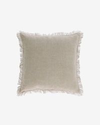 Housse de coussin Almira coton et lin avec franges beige 45 x 45 cm | Kave Home