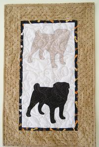 Double PUG - Quilted Mini Dog Wall Hanging 16 x 25.5 on Etsy, $38.00