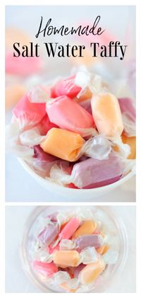 Homemade salt water taffy is fun to make and a nostalgic treat! Fill a candy jar up with a rainbow of flavors and colors.