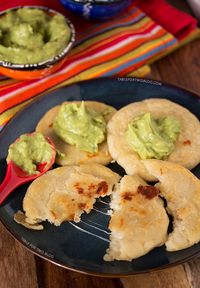 Cheese Pupusas with Tomatillo Avocado Salsa from www.tablefortwoblog.com