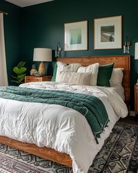 Bohemian Dark Green Bedroom Design Ideas