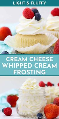 Cream Cheese Whipped Cream is a stable whipped cream recipe that is perfect for decorating cakes and cupcakes. It's light, fluffy, and much less sweet than cream cheese frosting.