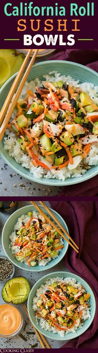 California Roll Sushi Bowls - quicker and easier than traditional sushi yet equally as delicious! Definitely a repeat recipe!