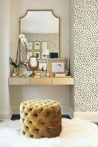 tufted velvet & patterned wallpaper