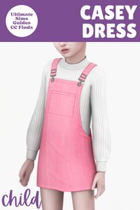 Casey is a great option if you love overalls but want a dress for your kids in #TheSims4 this dress has a long sleeve sweater underneath a cute bright pair of overalls