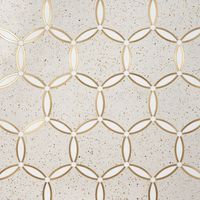 Celine White Gold Terrazzo Polished Marble and Brass Mosaic | Tilebar.com