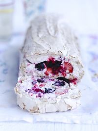 Summer Fruit Roulade | Jamie Oliver   Notes: cornflour = cornstarch. and 160 C = 320 F. and 1 inch of vanilla bean pod = ~ 1 tsp. of vanilla extract. and 200 g of sugar = ~7.05 oz.