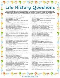 Life History Questions Printable - Mom it ForwardMom it Forward