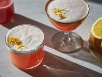 Rhubarb Gin Sour Cocktail - Izy Hossack - Top With Cinnamon