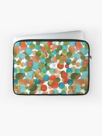 Awesome macbook cover printed with red, green and cerulean watercolor circles - what could be more fun? It will not only look cool, but also protect your laptop. It would be a great gift for an artist, watercolor texture and abstract design enthusiast. Laptop skins and stickers as well as other products with this print are also available - check it out in my Redbubble shop.