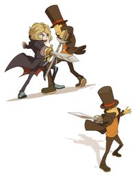 Anton vs Professor Layton by ~wredwrat. Love it when Professor Layton does sword fighting!