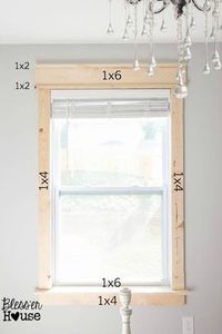 DIY Window Trim - The Easy Way | Bless'er House | no miter cuts - just 1x2, 1x4, 1x6, nail gun, wood screws, caulk, and paint