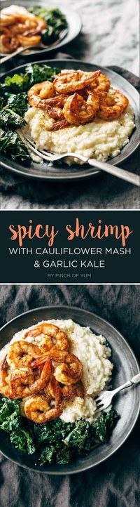 Spicy Shrimp with Cauliflower Mash and Garlic Kale and more easy recipes