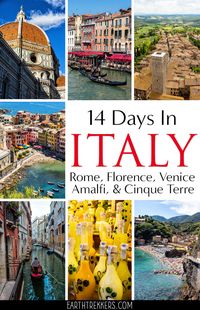 Two weeks in Italy. Plan the perfect trip to Italy with this detailed Italy Itinerary. Visit Rome, Florence, Venice, Tuscany, Cinque Terre, Amalfi Coast and more. 