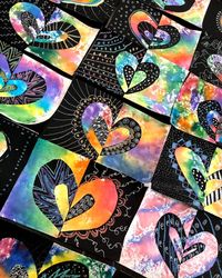 This is a favorite…Simple heart Notans on top of marker foil prints backgrounds. You only need a half sheet of black paper to cut half a… | Instagram