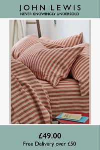 Nestle into nostalgia in this bold, deck-chair-inspired striped bedding from Piglet in Bed. Made from only the highest-quality fibres, the breathable fabric combines the effortless look of linen with the softness of cotton. The duvet covers are finished with coconut shell button fastenings and feature handy inside corner ties to stop your duvet from slipping.  Pillowcases are sold in pairs.  Bedding sizes To fit duvet/pillow size (cm)  Standard pillowcase, L75 x W50cm Square pillowcase, L65 x W65cm Super king pillowcase, L90 x W50cm Single duvet cover, L200 x W140cm Double duvet cover, L200 x W200cm King duvet cover, L220 x W225cm Super king duvet cover, L220 x W260cm