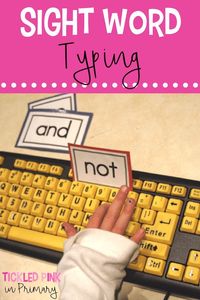 Students can practice typing sight words on a keyboard (found these at the Dollar Tree)