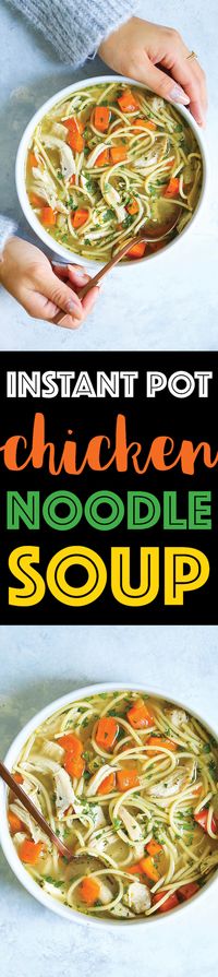 Instant Pot Chicken Noodle Soup - The best, easiest, and quickest homemade chicken noodle soup you will ever make in your pressure cooker! Tastes just like mom's cozy, flu-fighting, homestyle soup!