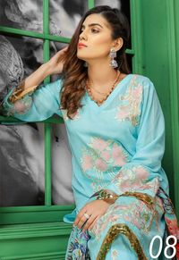 🌿🌺Sanam Saeed Embroidery Swiss 2020 ✨Premium Swiss Embroidery Dress, Premium Digital Printed Chiffon Dupatta, Cotton Pant🌷🔥 For Raw Pictures pls visit our FB page: www.facebook.com/mbazar.com.xpress web: www.mbazar.com