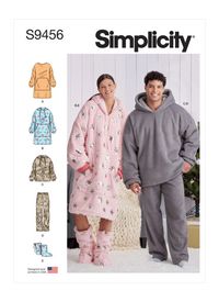 Simplicity Sewing Pattern S9456 Simplicity Sewing Pattern Unisex Oversized Hoodies, Pants and Booties