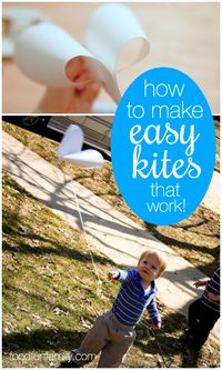 How to make easy kites that work! These kites only take a few minutes to make and they're easy enough for preschool kids to make (with a little adult help) and fly (on their own)!