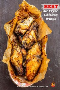 This air fryer chicken wings recipe makes the best tasting chicken wings in your life within cooking time of 15-minutes and 3 ingredients. Made with Jamaican Jerk seasoning for a spicy and tasty kick. This recipe is keto, gluten free, paleo and diabetic-friendly. Best technique on how to make juicy and crispy chicken wings that fall off the bone.