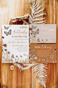 A Little Butterfly is on the Way! ❀ This Fall Wildflower Baby Shower Invitation template kit is editable via Corjl.com. Edit and customize all wording, font styles, background colors to match your event style. Add your own special images or graphics to make your design one-of-a-kind. Start crafting your perfect invitation today to set the stage for an unforgettable celebration. ♡ 𝑬𝒙𝒑𝒍𝒐𝒓𝒆 𝑴𝒂𝒕𝒄𝒉𝒊𝒏𝒈 𝑰𝒕𝒆𝒎𝒔 Find coordinating party essentials here: etsy.com/shop/MeadowPaperie?ref=seller-platform-mcnav&search_query=aurelia 𝑻𝒓𝒚 𝑩𝒆𝒇𝒐𝒓𝒆 𝒀𝒐𝒖 𝑩𝒖𝒚 Try the demo before you buy and see how easy it is: corjl.com/d/19G514 𝑻𝒆𝒎𝒑𝒍𝒂𝒕𝒆𝒔 𝑰𝒏𝒄𝒍𝒖𝒅𝒆𝒅 ・Invitation | 5x7 inches ・Diaper Raffle Card | 5x3.5 inches ・Little Library Card | 5x3.5 inches ‧ Matching floral and