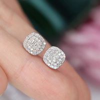 KUGG 18K #White #Gold #Earrings 0.50carat Real Natural #Diamond #Stud Earrings for Women High #Wedding #Jewelry #Fashion Square #Design