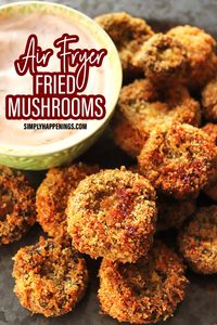 This is an air fryer recipe for fried mushrooms! They’re made with whole mushrooms tossed in seasoned batter and panko breadcrumbs then air-fried without all the extra oil!