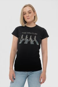 An official licensed The Beatles Ladies T-Shirt featuring the 'Abbey Road Crossing' design motif. This high quality T-Shirt is available in a black colourway. High quality soft-style cotton fashion tee with short sleeves, richly embellished with gorgeous diamante/rhinestone crystals. Comes in a wide range of sizes from Small through XX-Large, subject to availability.