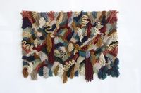 the portuguese artist vanessa barragão is known for her large-scale textured tapestries that recreate landscapes and gardens with tufted fibres | much of her art is dedicated to promoting individual behaviour changes that will improve the state of the earth | the artist herself uses leftover yarn from the waste or deadstock material of portuguese factories | the wool is handcrafted through such time-honoured ancestral techniques as latch hook, crochet, felting, weaving, embroidery and macrame