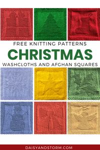 Free Christmas Themed Dishcloth and Afghan Squares Knitting Patterns