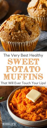 These quick and easy sweet potato muffins just may top my list of healthy muffin recipes! They are gluten free, egg free and dairy free! But they are a perfect on the go breakfast for kids; they are super moist and naturally sweet from sweet potatoes and applesauce. These healthy muffins are a perfect anytime snack for one or a crowd. #healthymuffins #sweetpotatomuffins #healthymuffinrecipes www.themidlifemamas.com