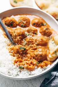 These butter chicken meatballs are covered in a rich and mildly spiced tomato gravy that is made luxurious with just a little bit of butter and cream. Serious weeknight magic!