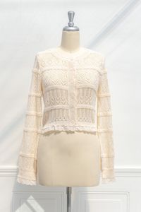 Cute Tops - A vintage-inspired cardigan for fall, the Katarina features a lace-style knit pattern, button-up front, and long sleeves.