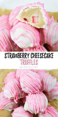 These easy, no bake Strawberry Cheesecake Truffles are made with just 5 ingredients. This strawberry shortcake truffle recipe is made with cream cheese, Golden Oreos, real strawberries and a bit of powdered sugar. The strawberry shortcake Oreo truffles are then coated in white chocolate for the ultimate strawberry shortcake dessert.