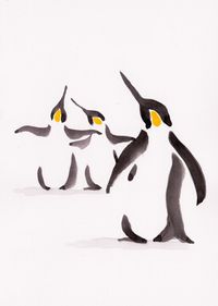 Three penguins by Becca Alaway Watercolour painting A...